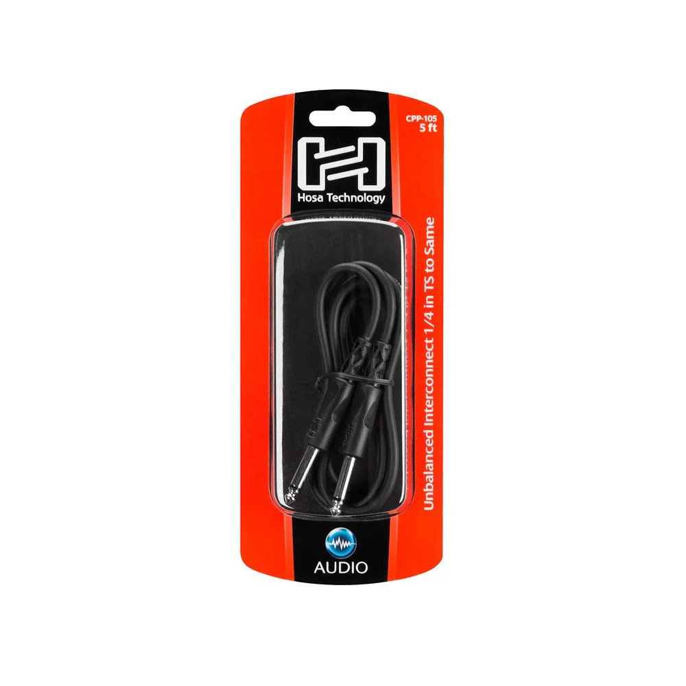 Hosa CPP105 Unbalanced Interconnect 1/4 in TS to Same (5 ft)