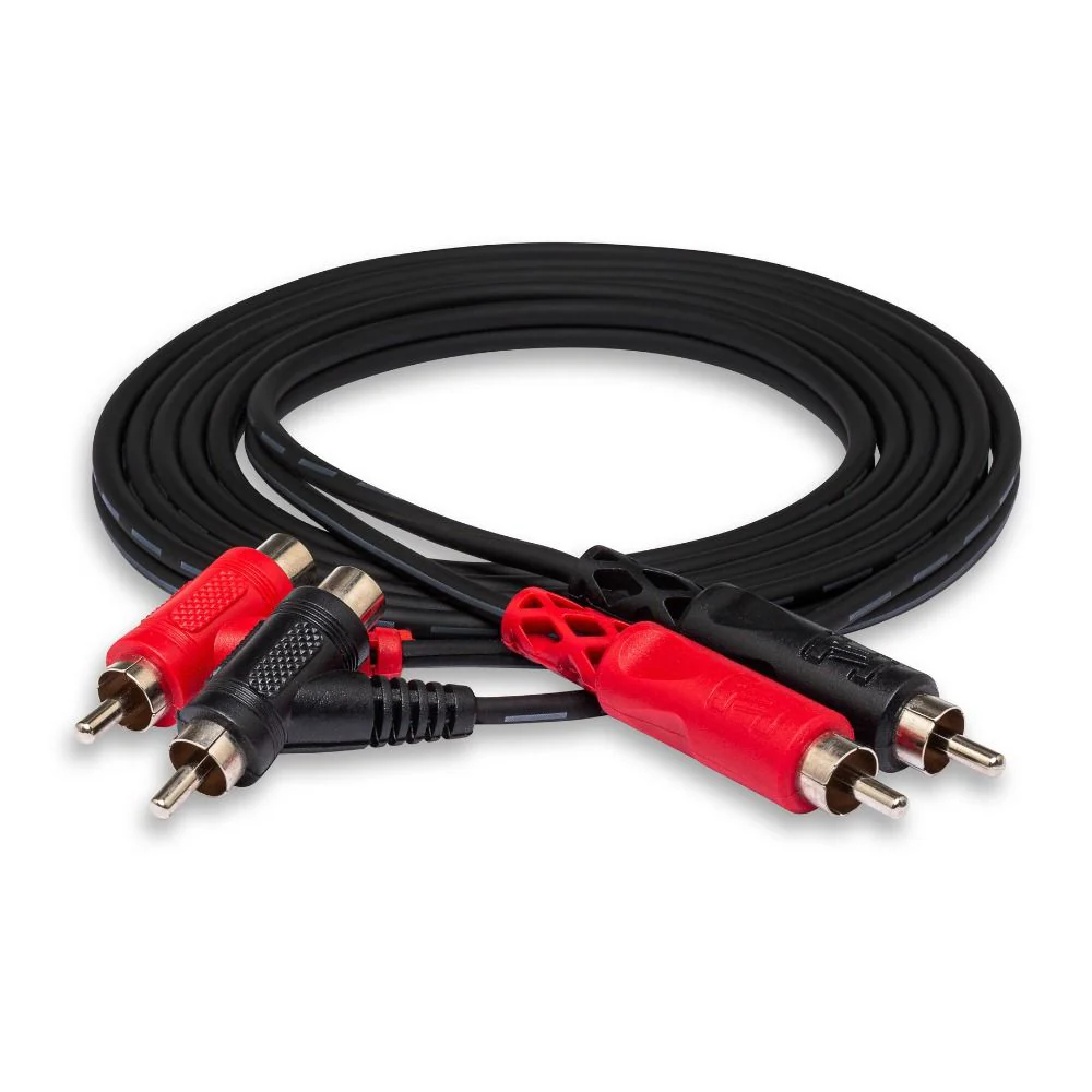 Hosa CRA201R Stereo Interconnect Dual RCA to Dual Right-Angle RCA (1m)