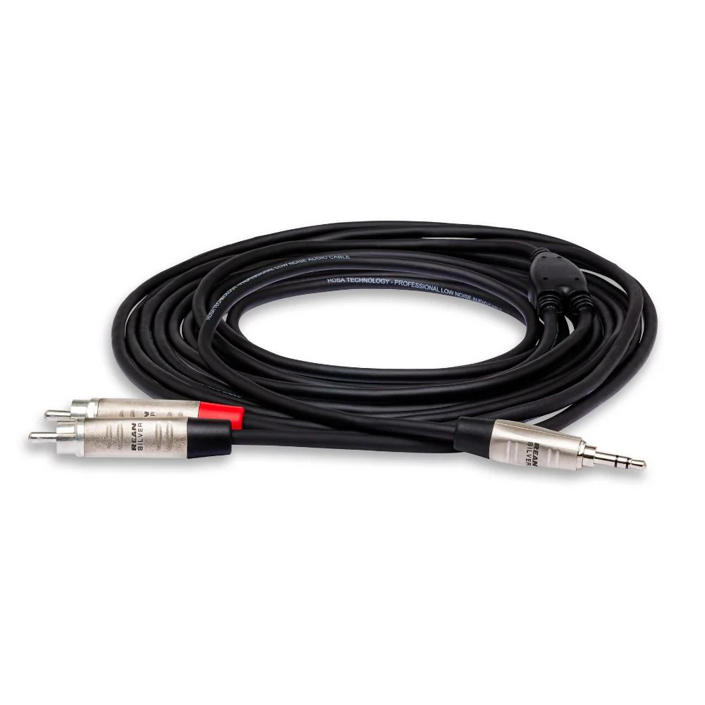 Hosa HMR003Y Hosa Pro Stereo Breakout REAN 3.5 mm TRS to Dual RCA (3 ft)