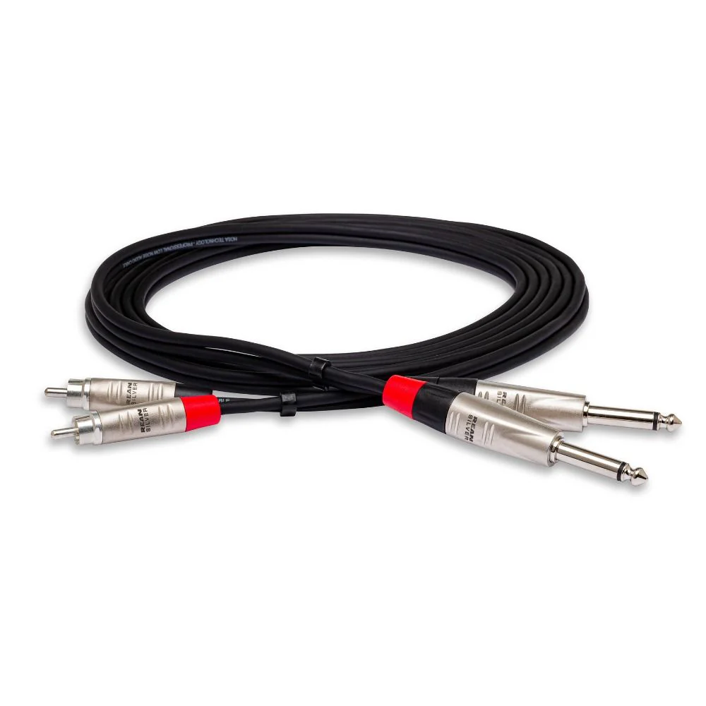 Hosa HPR010X2 Pro Stereo Interconnect Dual REAN 1/4 in TS to RCA (10 ft)