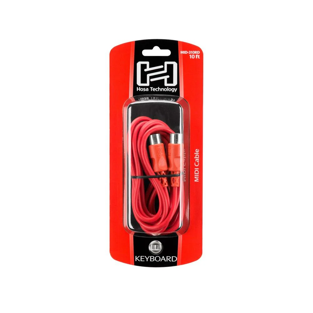 Hosa MID310RD MIDI Cable 5-pin DIN to Same (10 ft)
