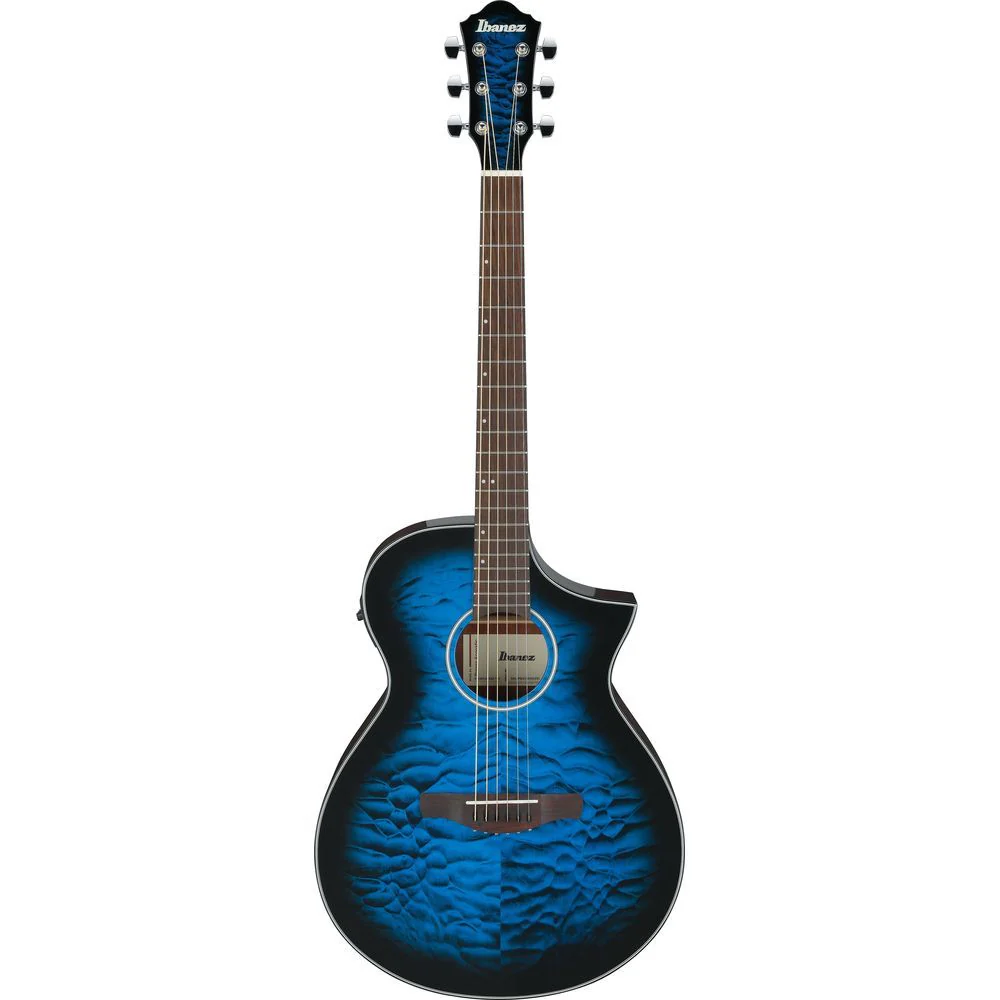 Ibanez AEWC16QA High Gloss Top Acoustic Guitar (Transparent Blue Sunburst)