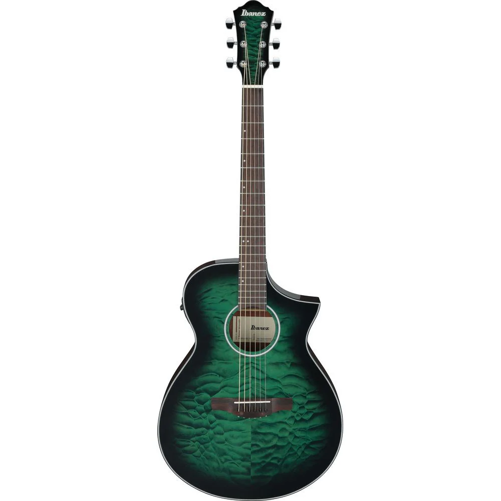 Ibanez AEWC16QA High Gloss Top Acoustic Guitar (Transparent Emerald Burst)
