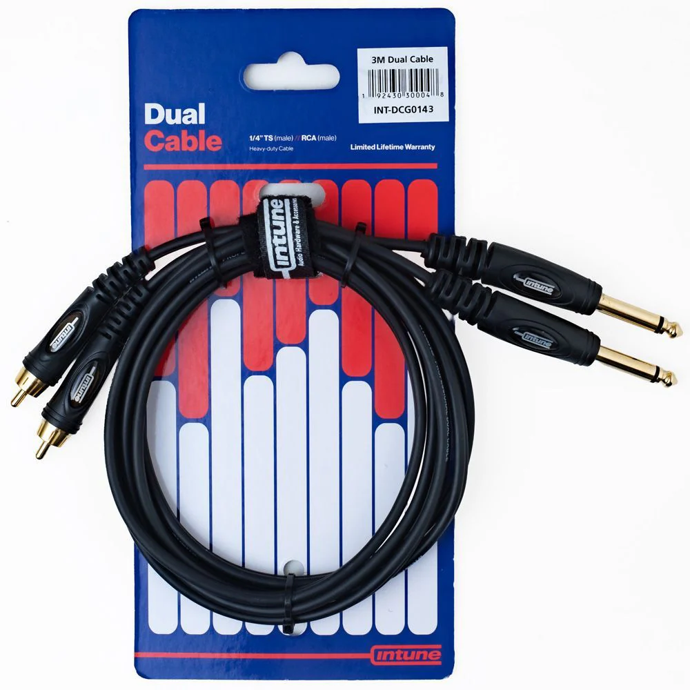 Intune Dual Cable 1/4" TS Male to RCA Male 3m