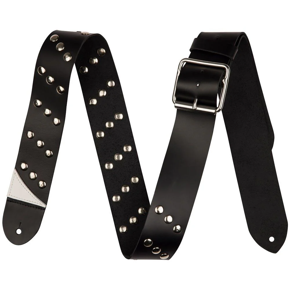 Jackson Diagonal Stud Leather Strap (Black) 2.5"