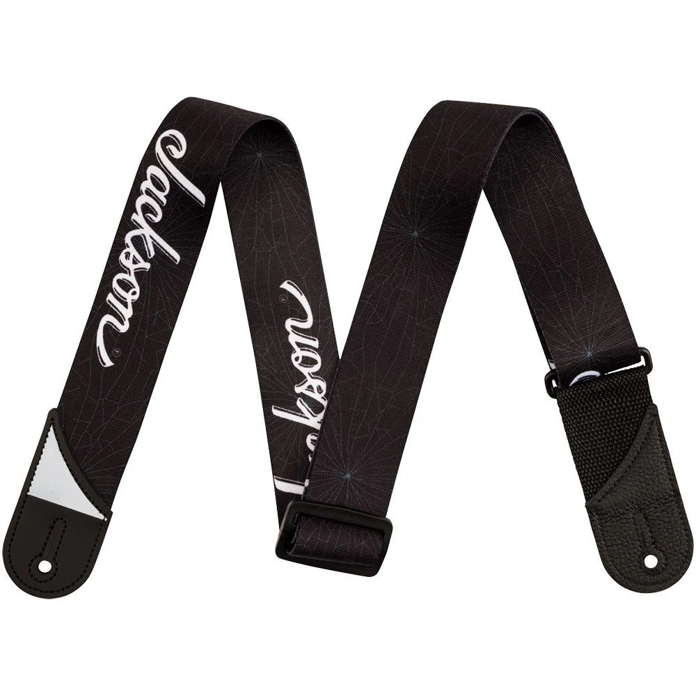 Jackson Logo Strap (Black w/ White Logo) 2"