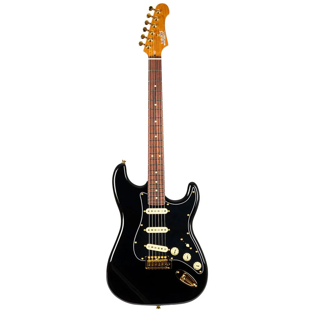 Jet JS-380-BK-G Electric Guitar w/ Roasted Maple Neck & Gold Hardware (Black)