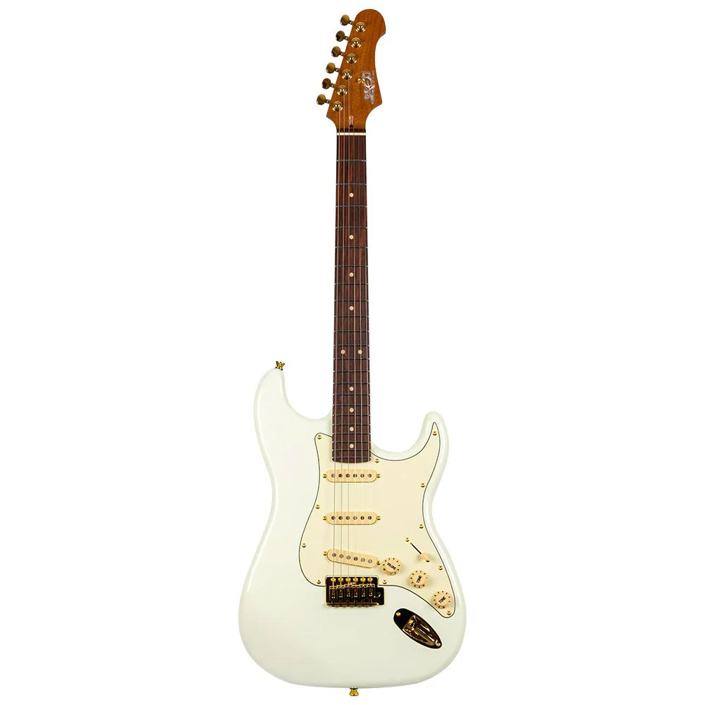 Jet JS-380-OW-G Electric Guitar w/ Roasted Maple Neck & Gold Hardware (Olympic White)