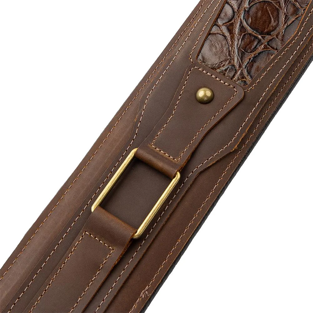 Levys Leather Guitar Strap w/ Padding & Hardware (Brown)