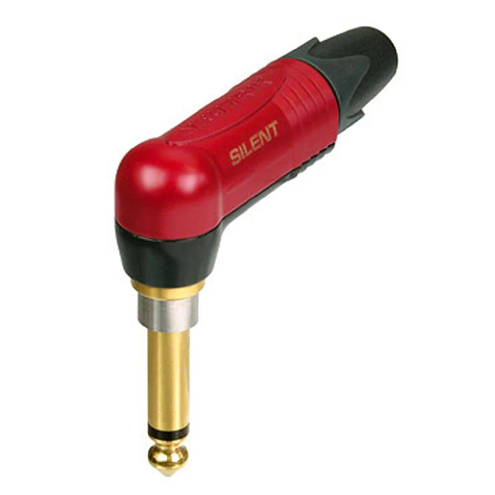 Neutrik NP2RX-AU-SILENT Right Angle Mono Jack Plug Silent Switch (Red/Gold)