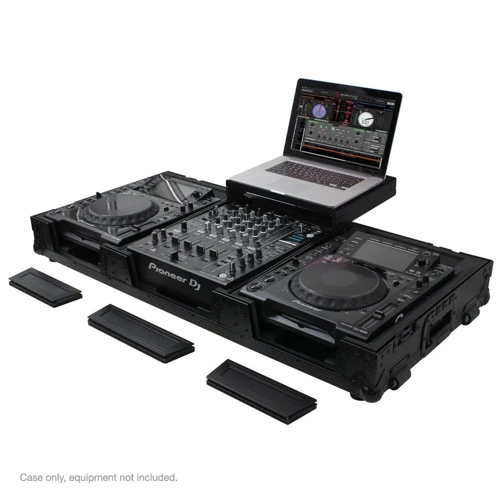 Odyssey Black Label Lowprofile Coffin w/ Optional Glider: 12" Mixer & CDJs (FZGSL12CDJWRBL)