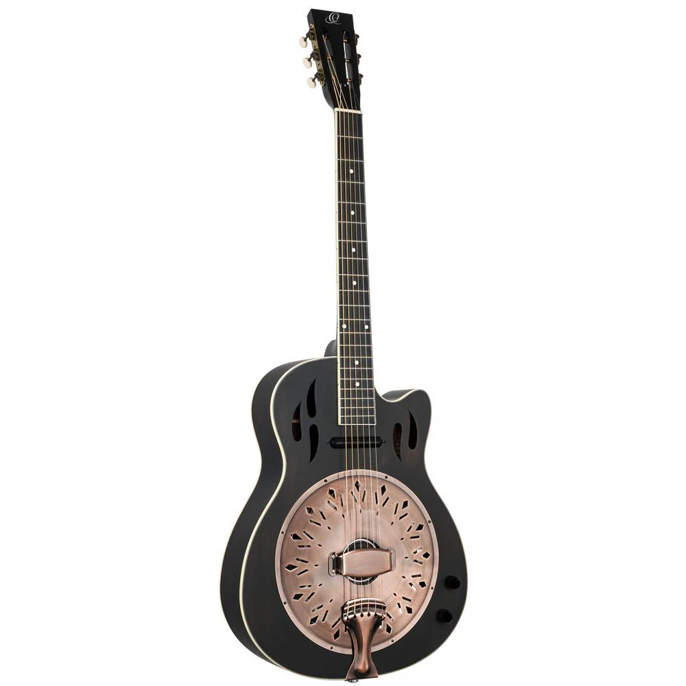 Ortega Americana Series Resonator w/ Antique Brass Hardware (Distressed Black)