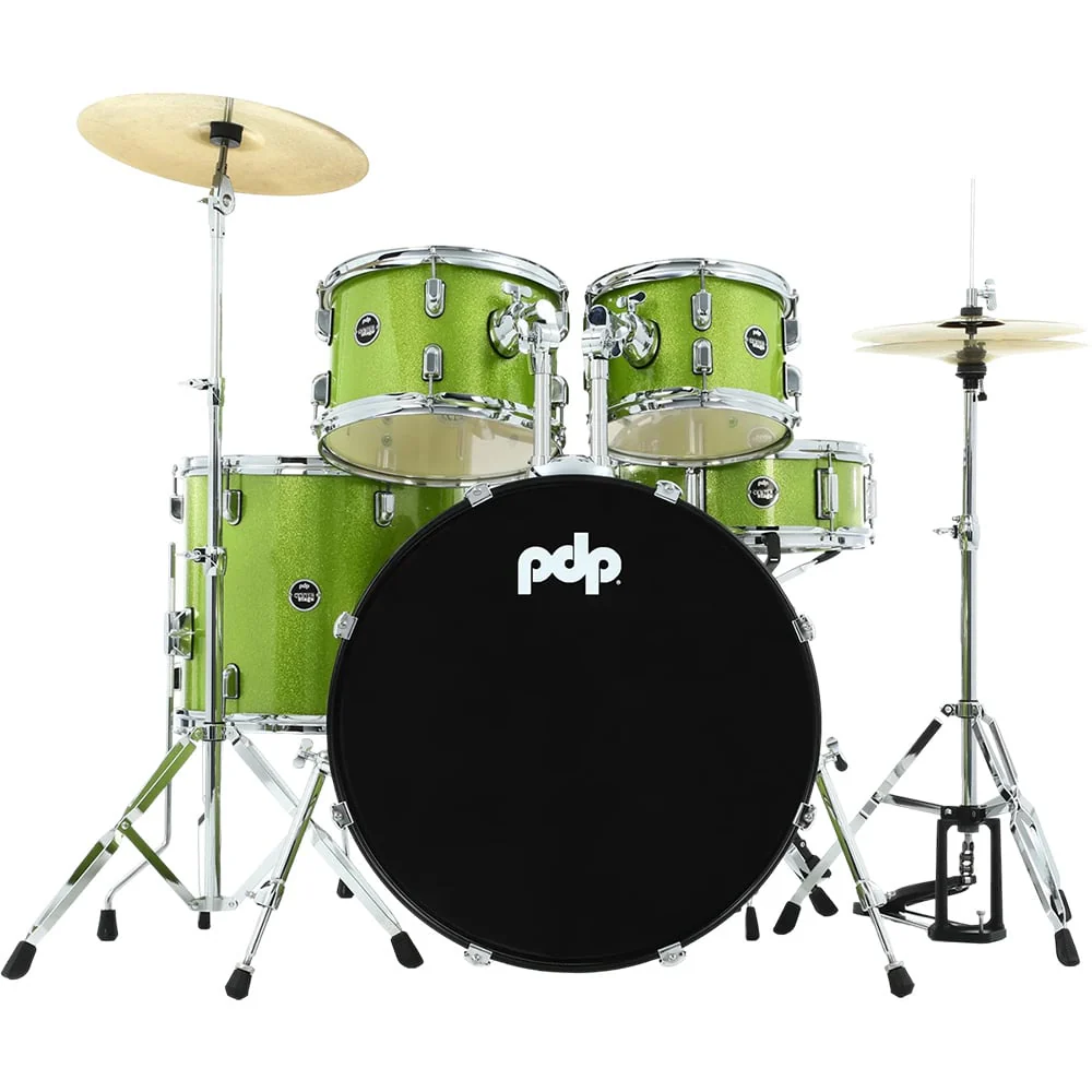 PDP CenterStage 5-Piece 20" Drumkit w/ HW Cymbals & Throne (Electric Green Sparkle)