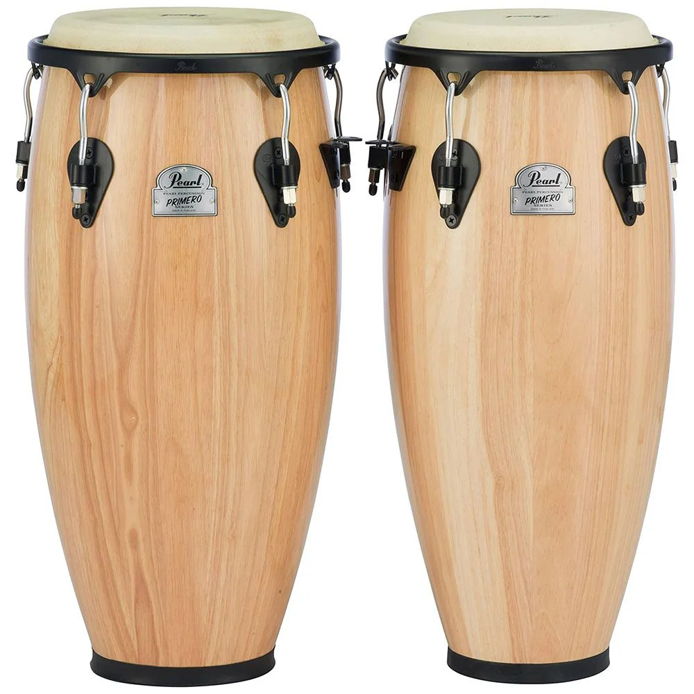 Pearl Percussion Primero Wood Conga Set 10" & 11" w/ Basket Stands (Natural)