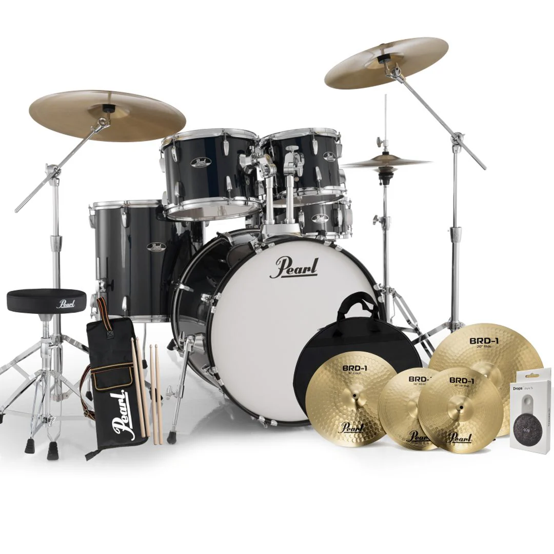 Pearl Roadshow 5pc 22" Fusion Plus Drumkit w/ HW Cymbals & Throne (Jet Black)