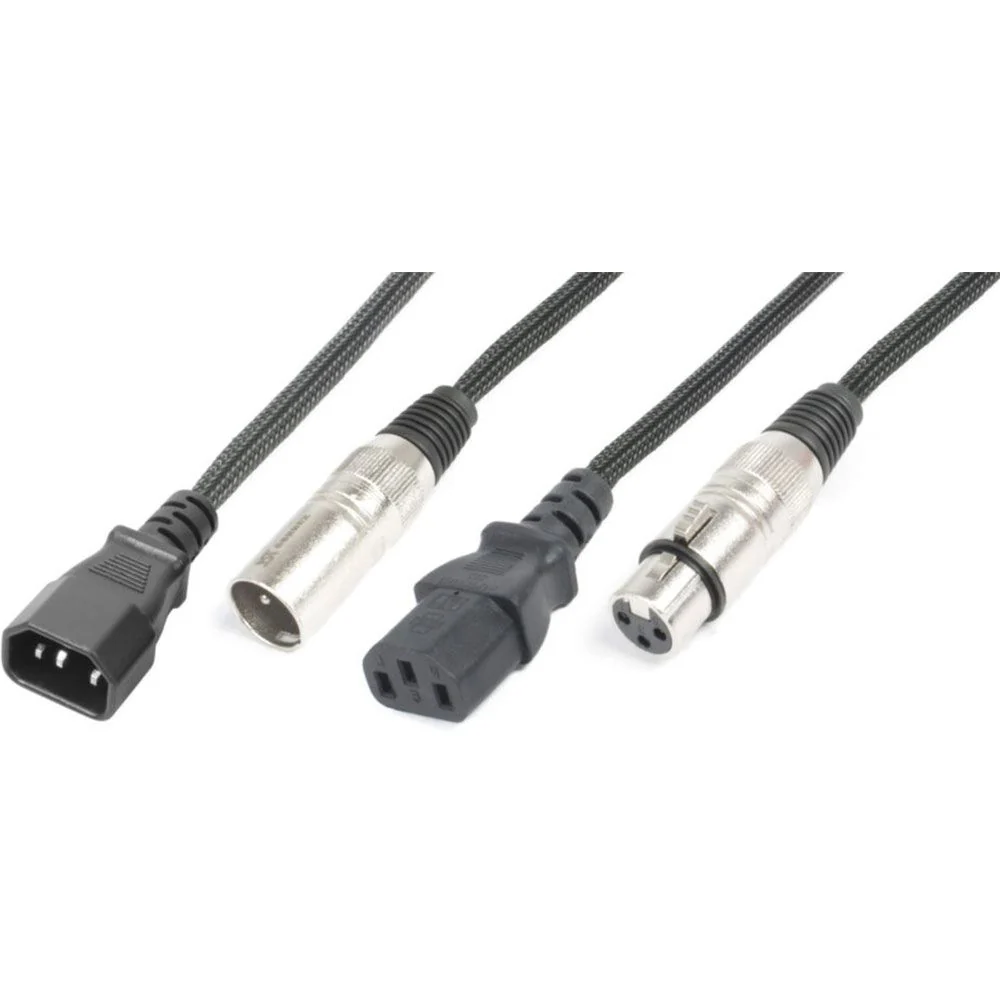 Power Dynamics 176741 Light Combo Cable IEC M XLR M IEC F XLR F 5m