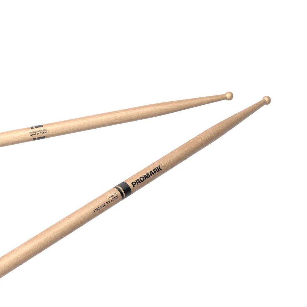 ProMark Finesse 7A Long Maple Drumstick Small Round Wood Tip