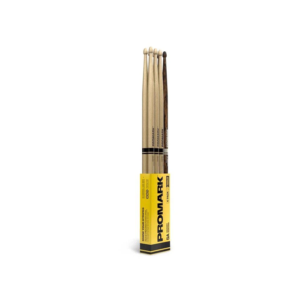 ProMark Rebound 5A Hickory Drumstick Acorn Wood Tip FireGrain Bonus 4-Pack