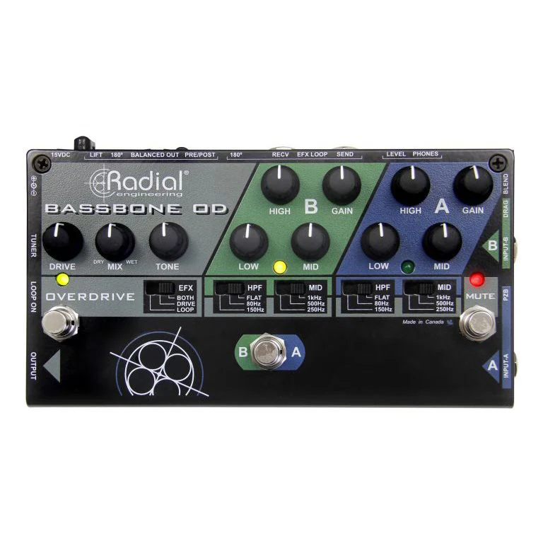 Radial Bassbone OD Bass Preamp Overdrive Effect Unit RABASSBONEOD
