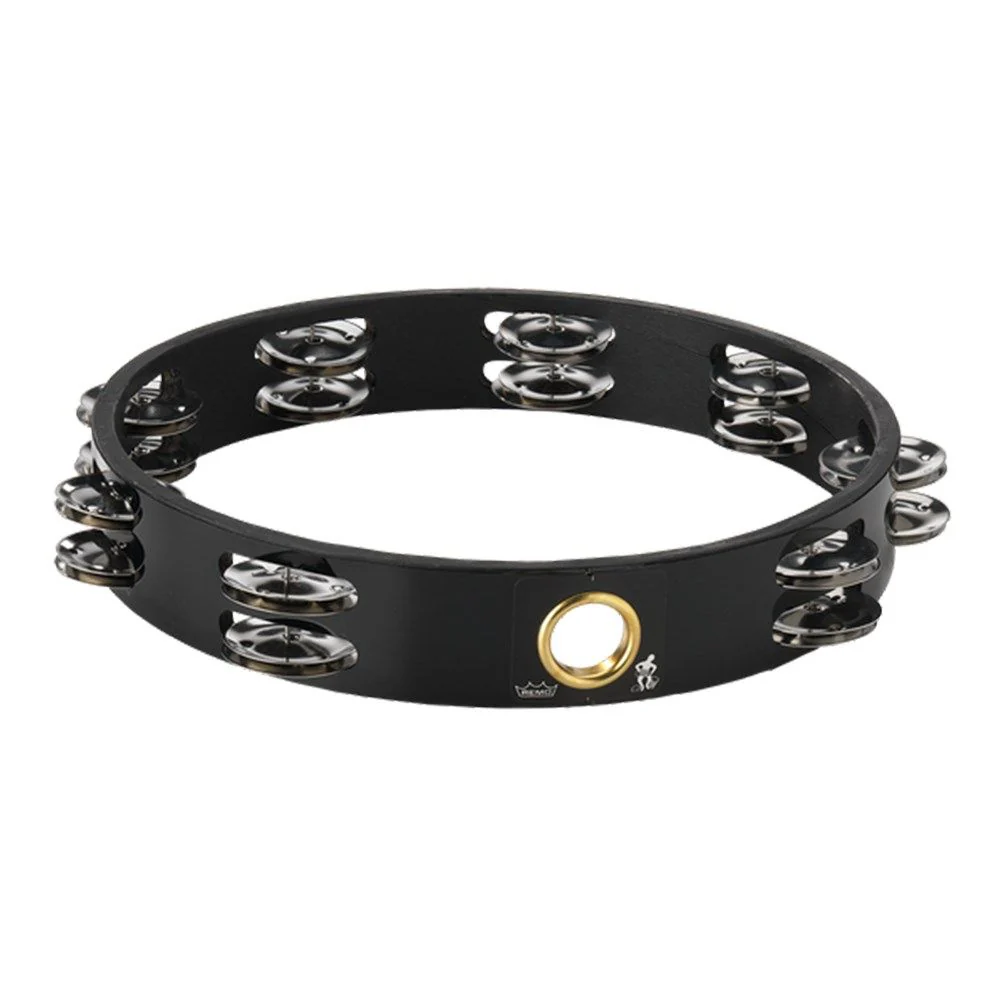 Remo 10" Headless Tambourine 16 Pairs of Jingles Double Row Quadura Black Finish