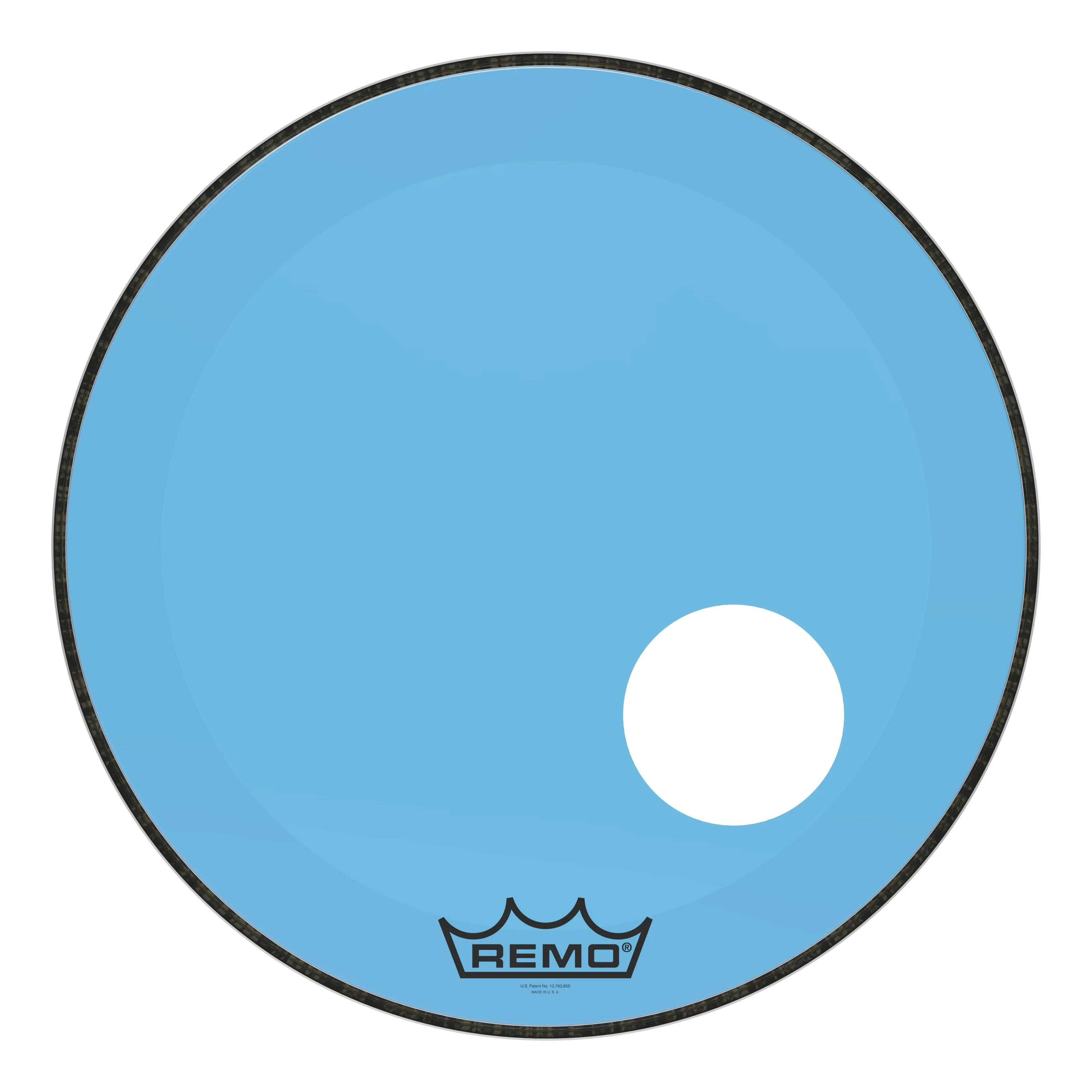 Remo Bass Powerstroke 3 Colortone 22 inch Blue 5 inch Offset Hole Drumhead