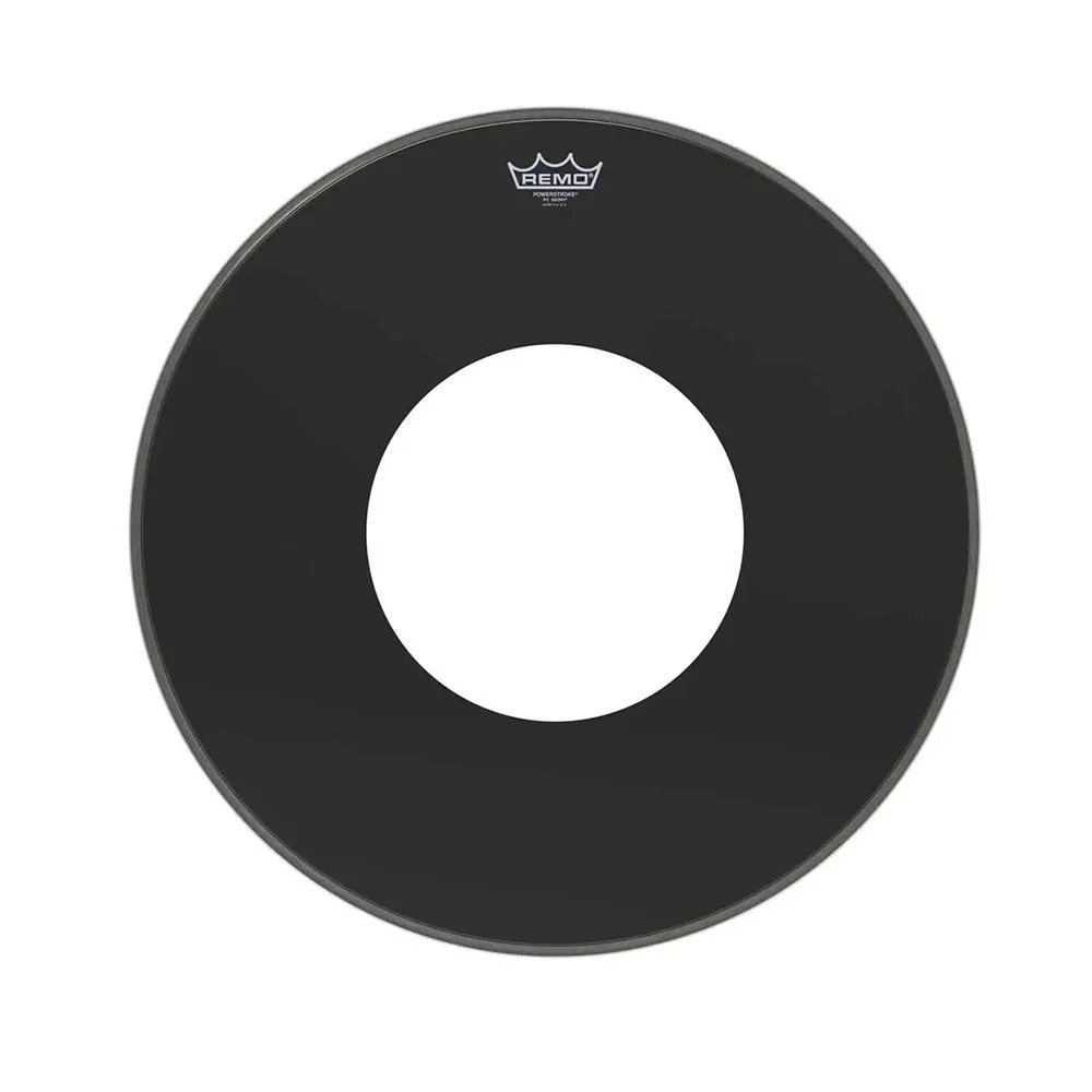 Remo P3-1020-CH Powerstroke 3 Ebony 20" Bass Drum Front Head with 8" Centre Hole
