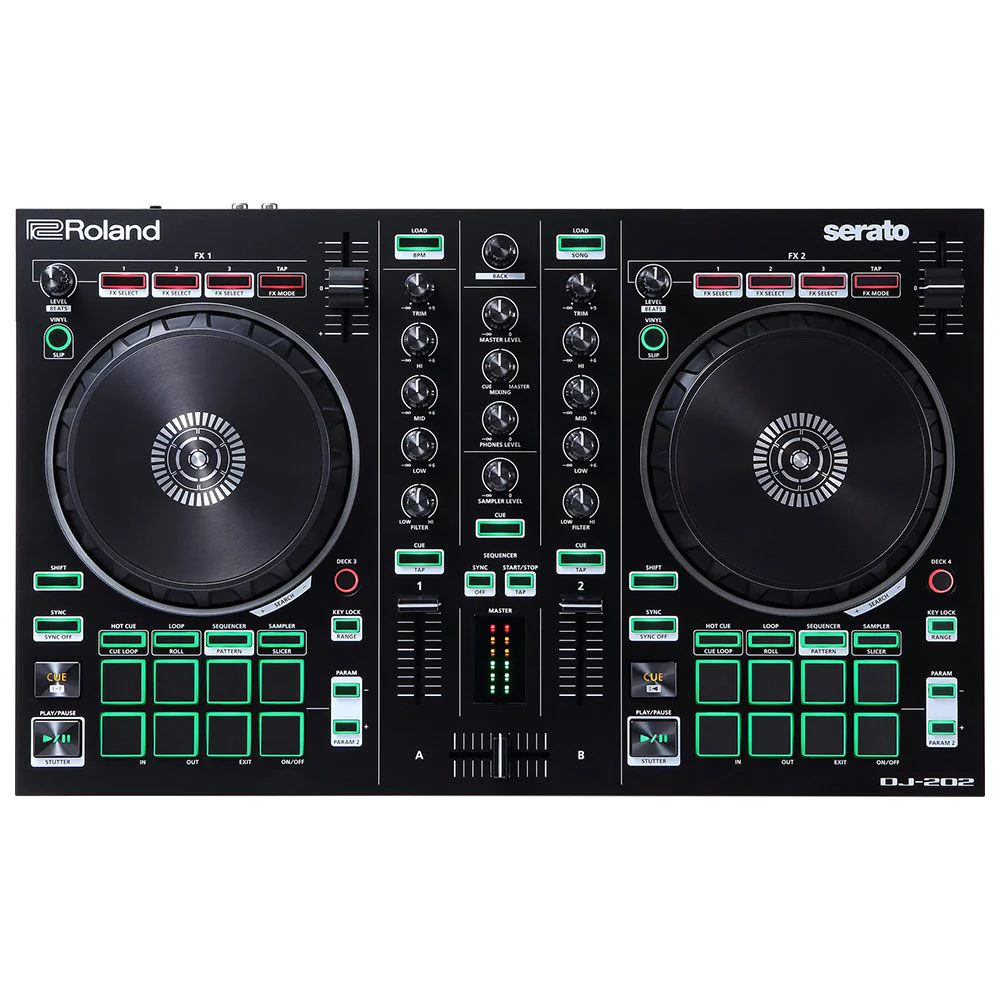 Roland DJ202 Serato DJ Intro Controller w/ Large Platters Optimized for Scratching