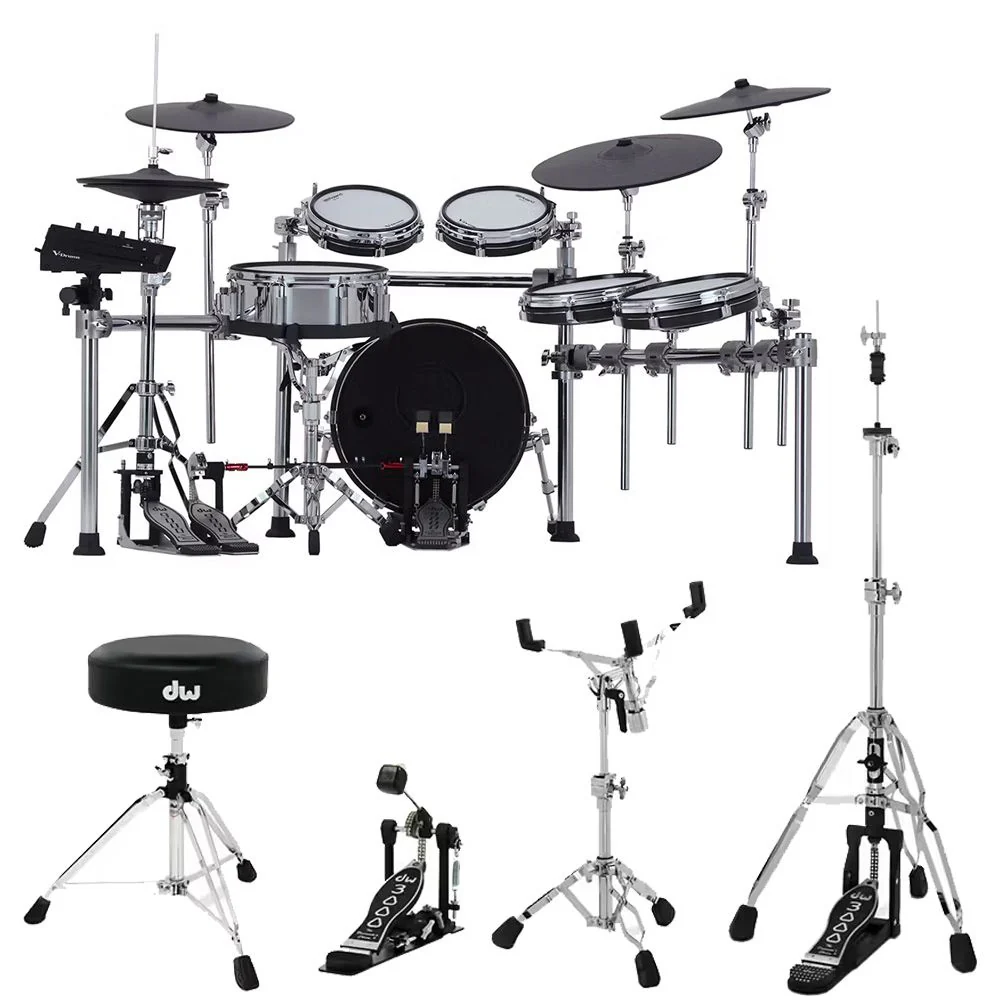 Roland TD716 V-Drums Drum Kit w/ DW 3000 Hardware Bundle inc Single Pedal