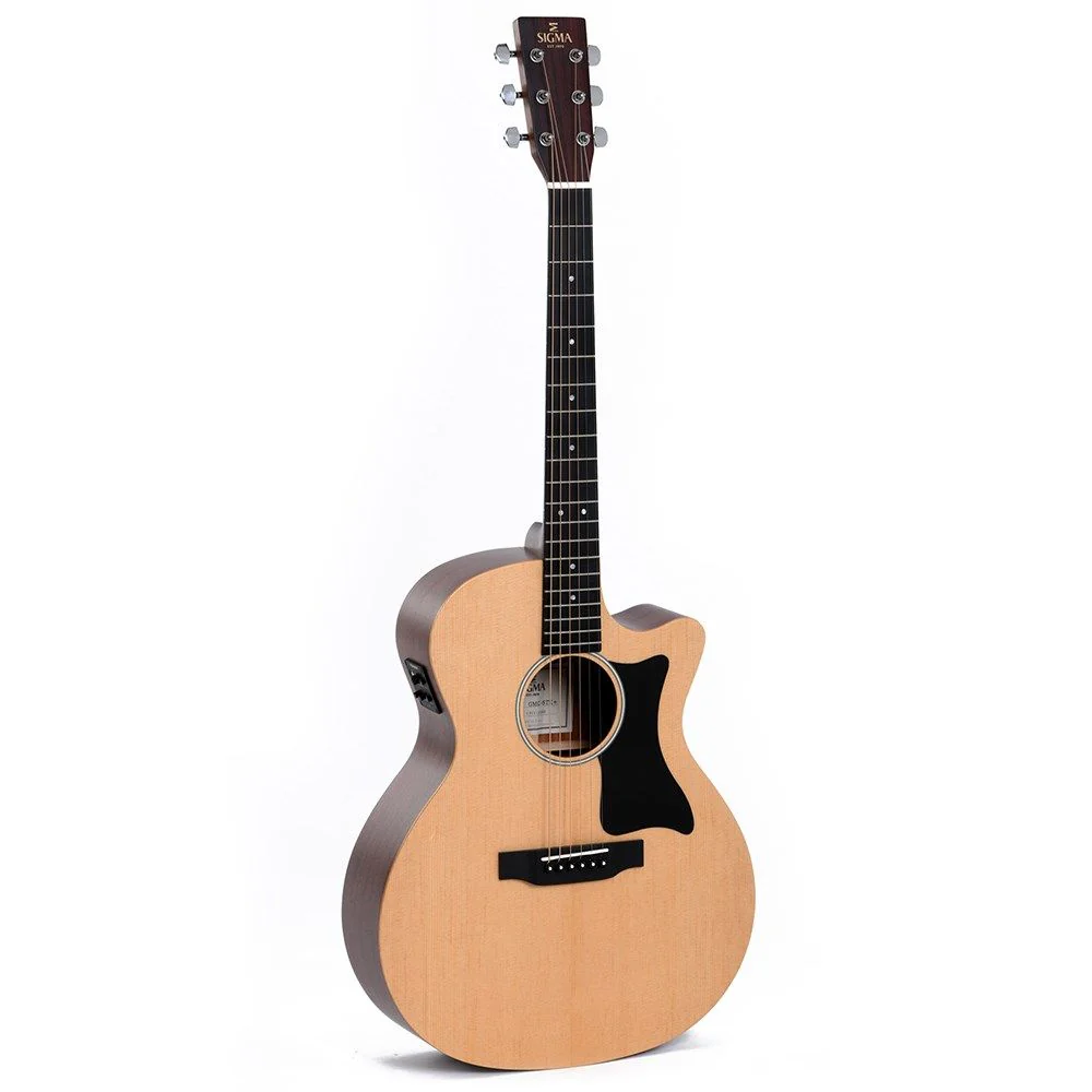 Sigma GMC-STE Grand OM Acoustic Guitar w/ Solid Spruce Top Cutaway & Pickup