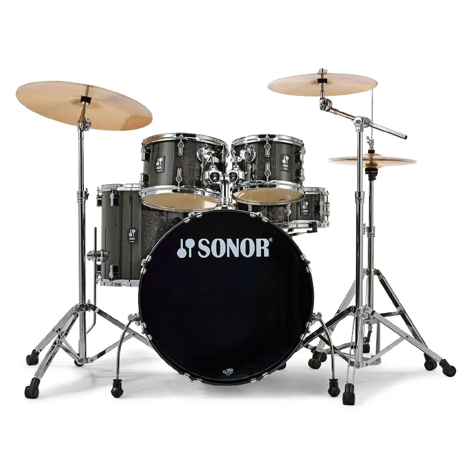 Sonor AQX Studio 5Piece Drum Kit with Hardware and Cymbals Black Midnight Sparkle
