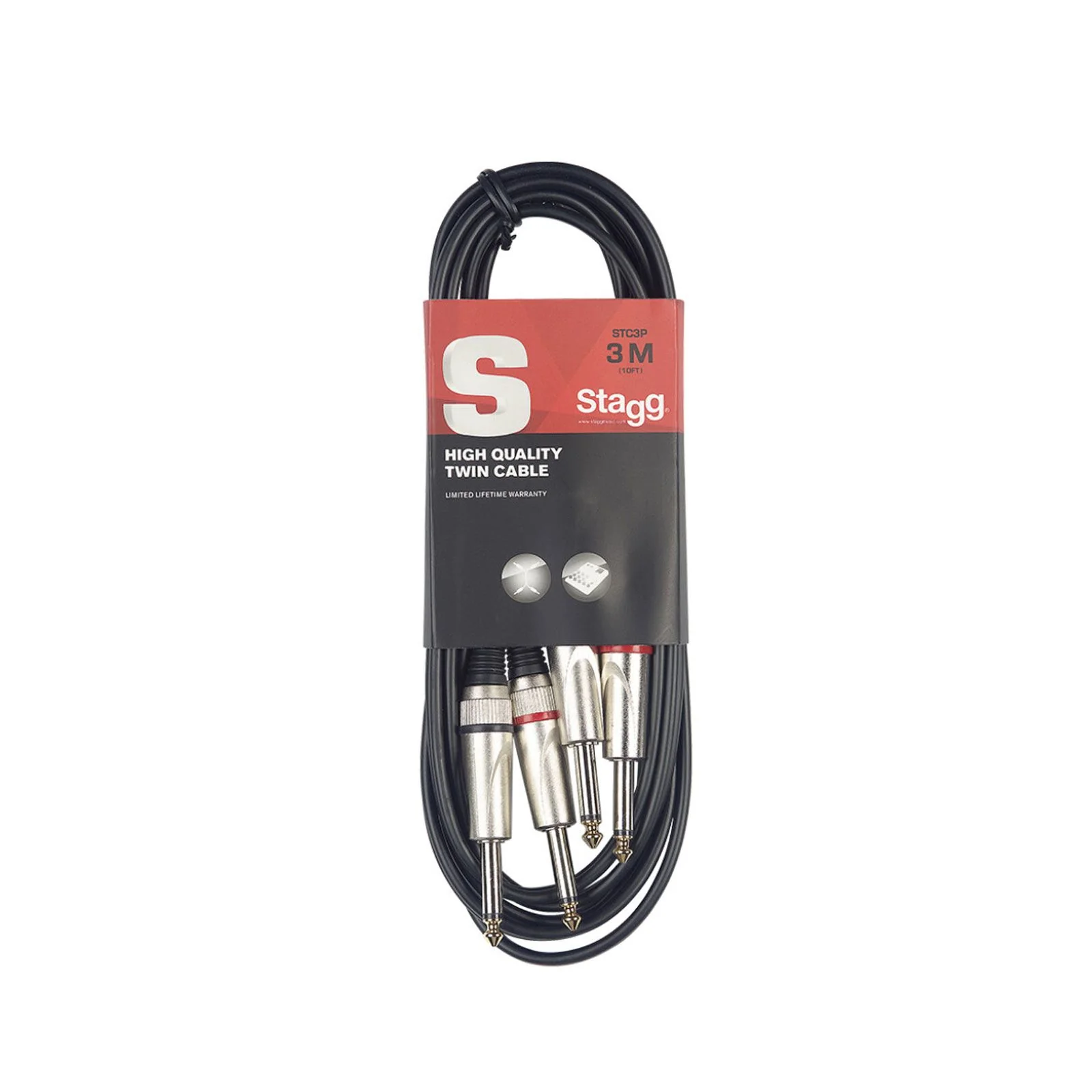Stagg Mono 1/4" Jack to Jack Twin Audio Cable (3m)