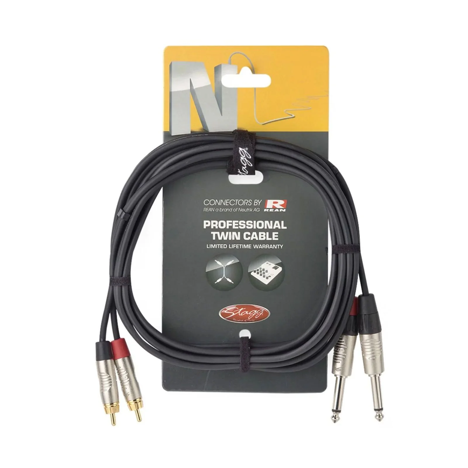 Stagg N SeriesTwin RCA to Jack Cable (3m)
