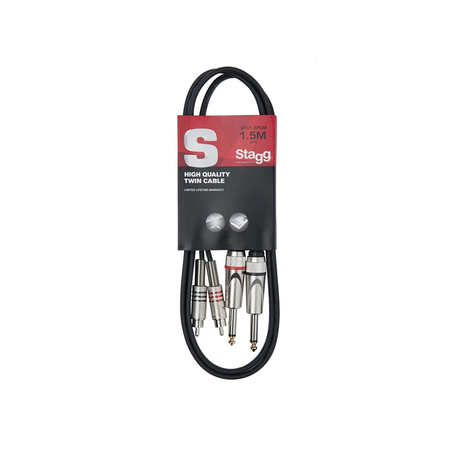 Stagg RCA to 1/4" Jack Twin Cable (1.5m)