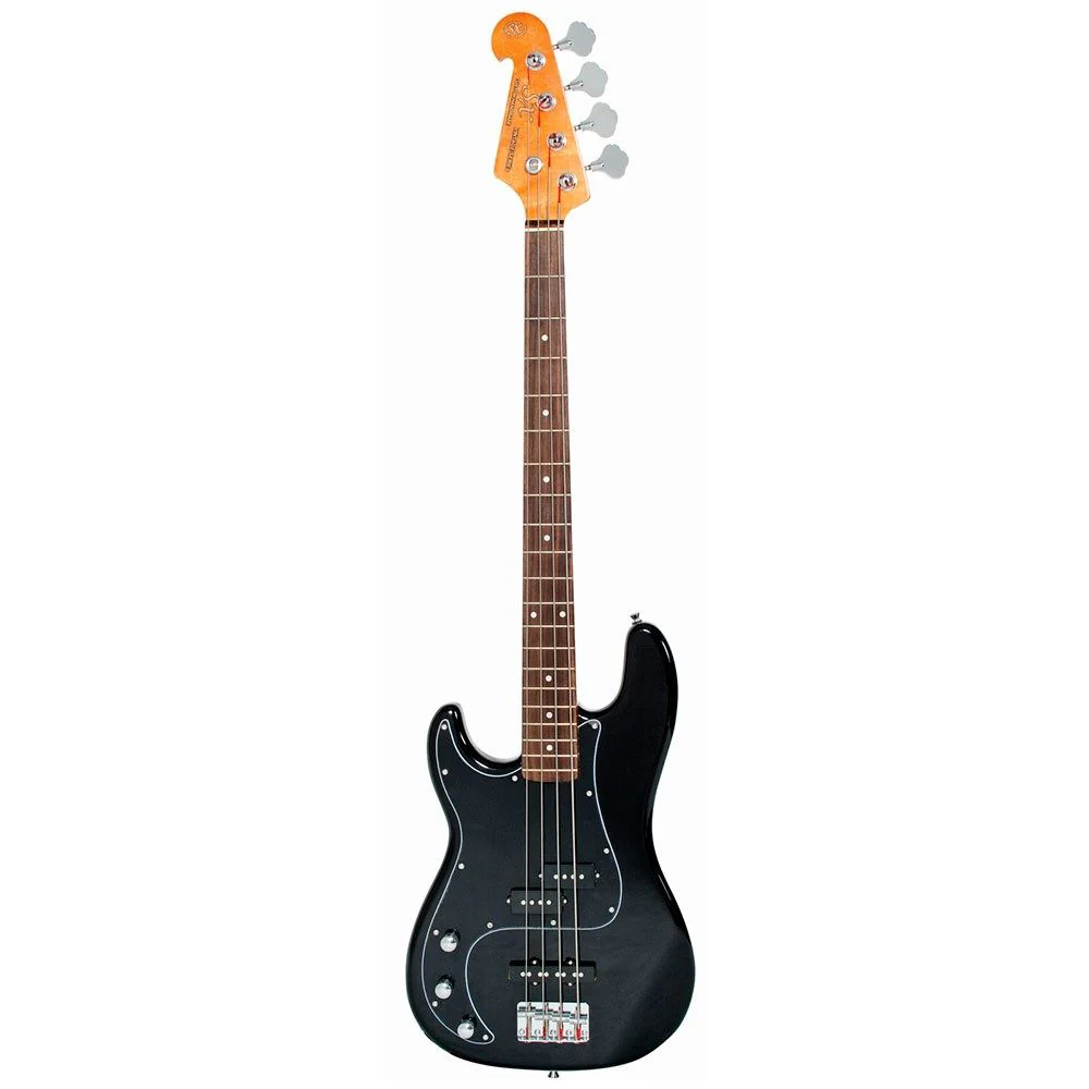 SX VEP62LHB Vintage Style Bass Guitar Left-Hand (Black)