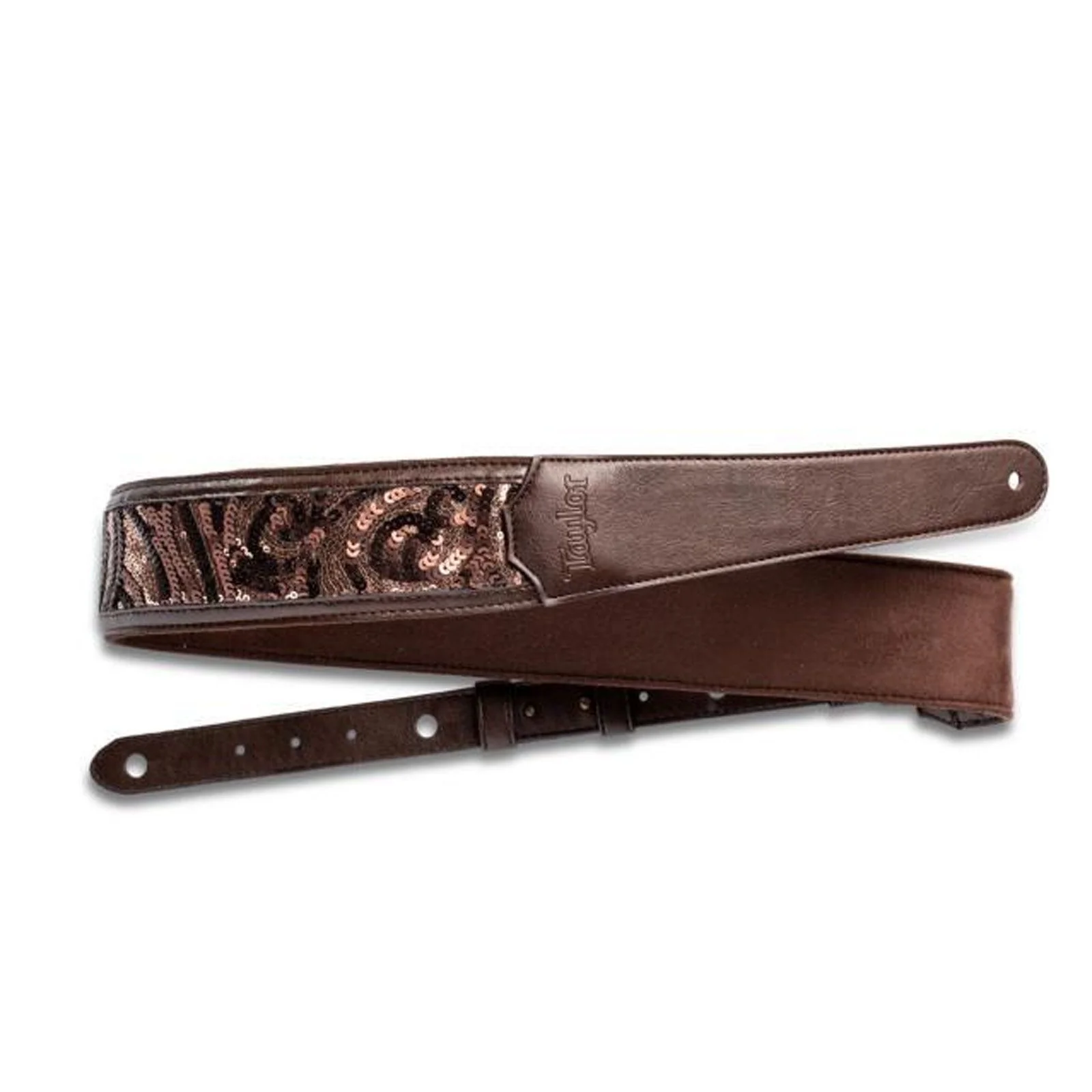 Taylor 2.25" Vegan Leather Guitar Strap (Chocolate Brown Sequins)
