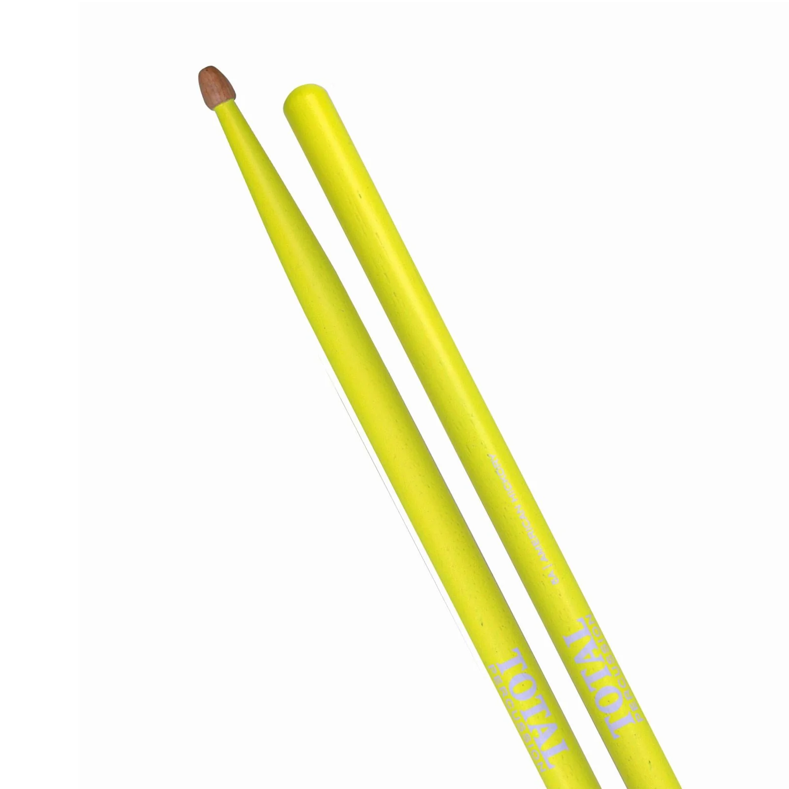Total Percussion 5A Wood Tip Drum Sticks Fluro Yellow
