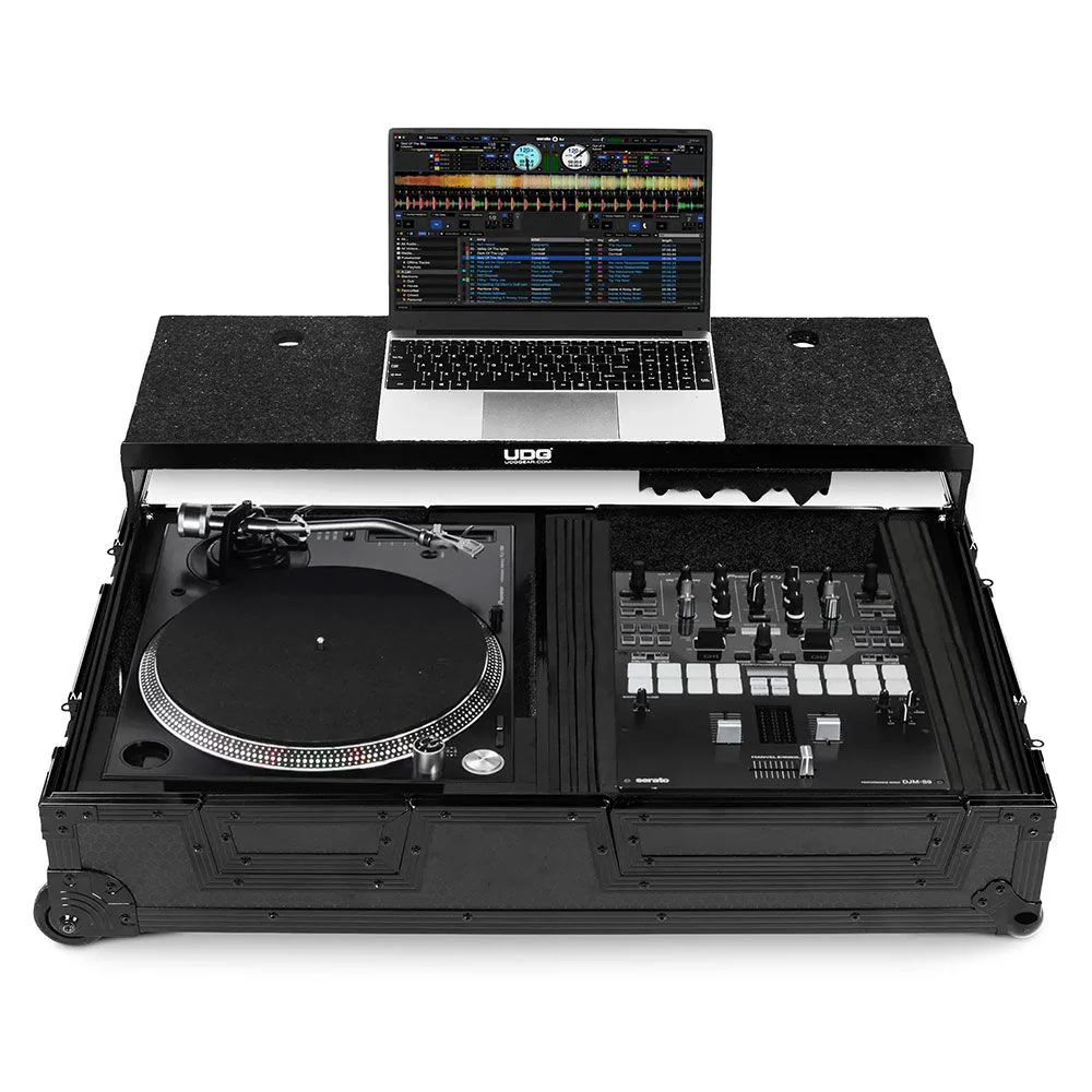 UDG Ultimate Flight Case Turntable Battle PLX-CRSS12 & 10"/12" Mixer w/Wheels (Black)