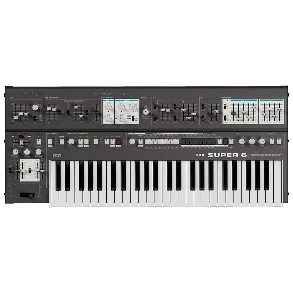 UDO Audio Super 6 ST49 Polyphonic Analog-Hybrid Synth w/ Aftertouch Keyboard (Black)