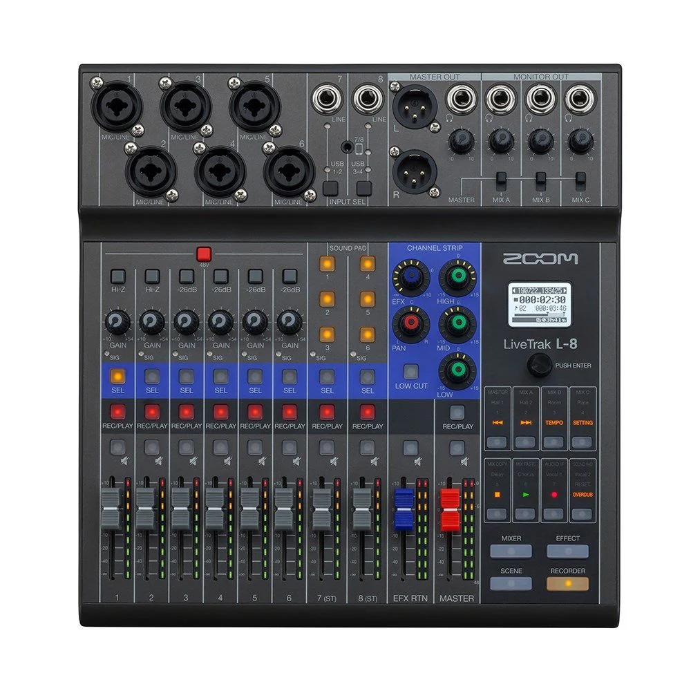 Zoom LiveTrak L-8 Digital Podcast Mixer & Recorder