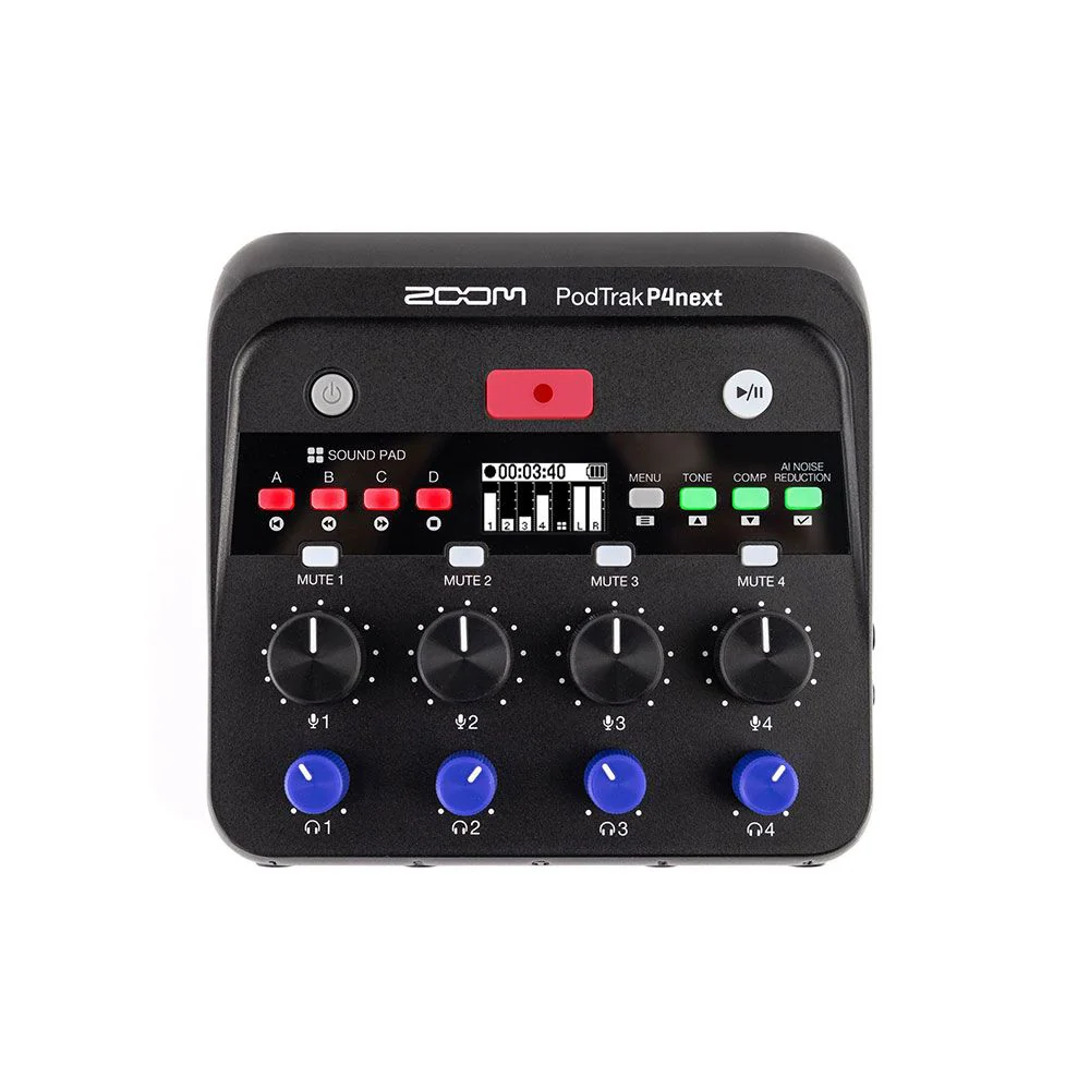 Zoom Podtrak P4NEXT 4-Channel USB Podcast Live Streamer and Recorder w/ AI Noise Reduction